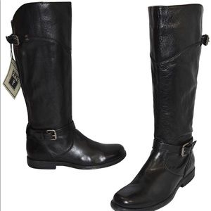 FRYE Black Phillip Tall Riding Buckle Boot